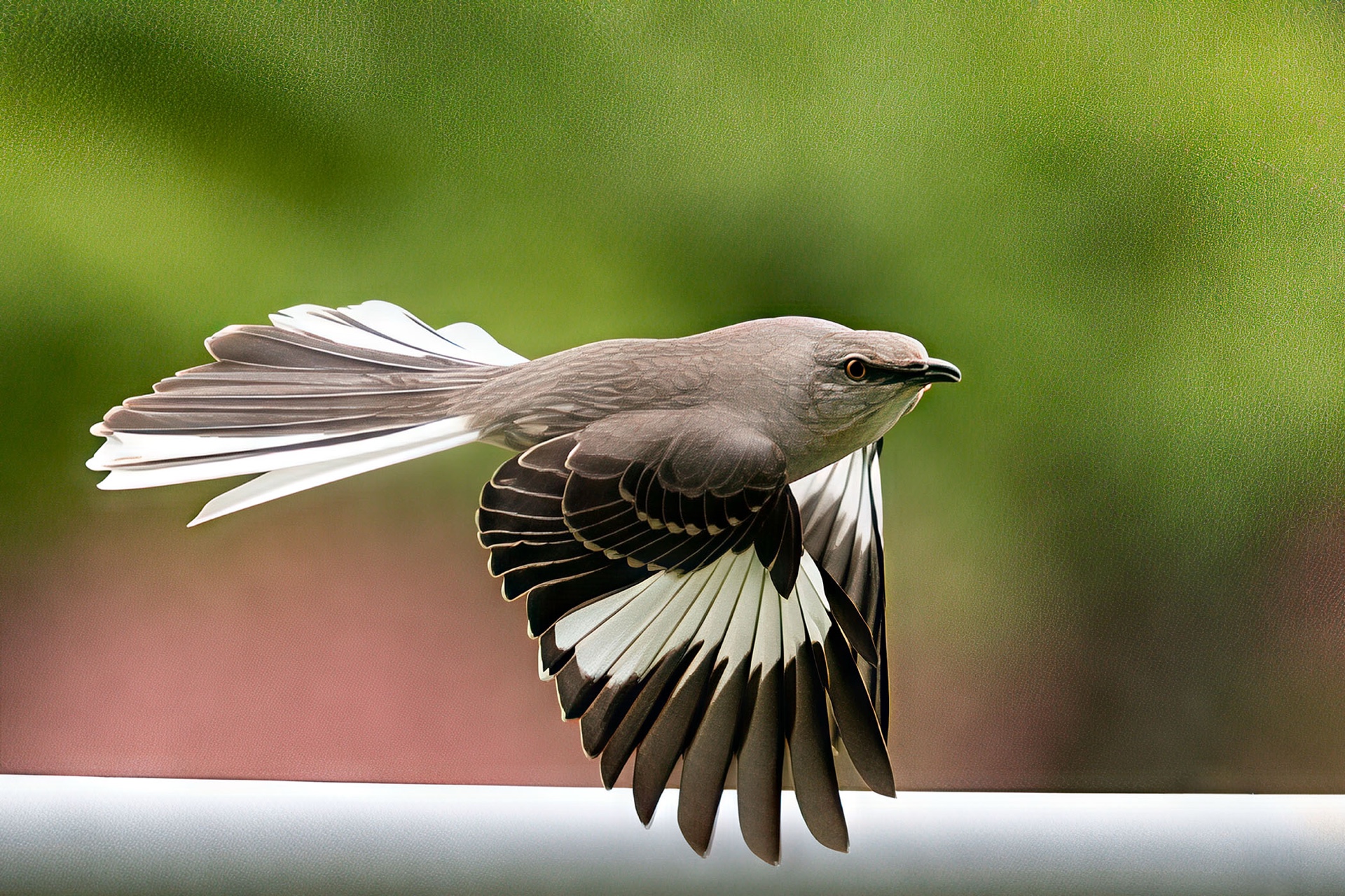Mocking Bird In Flight