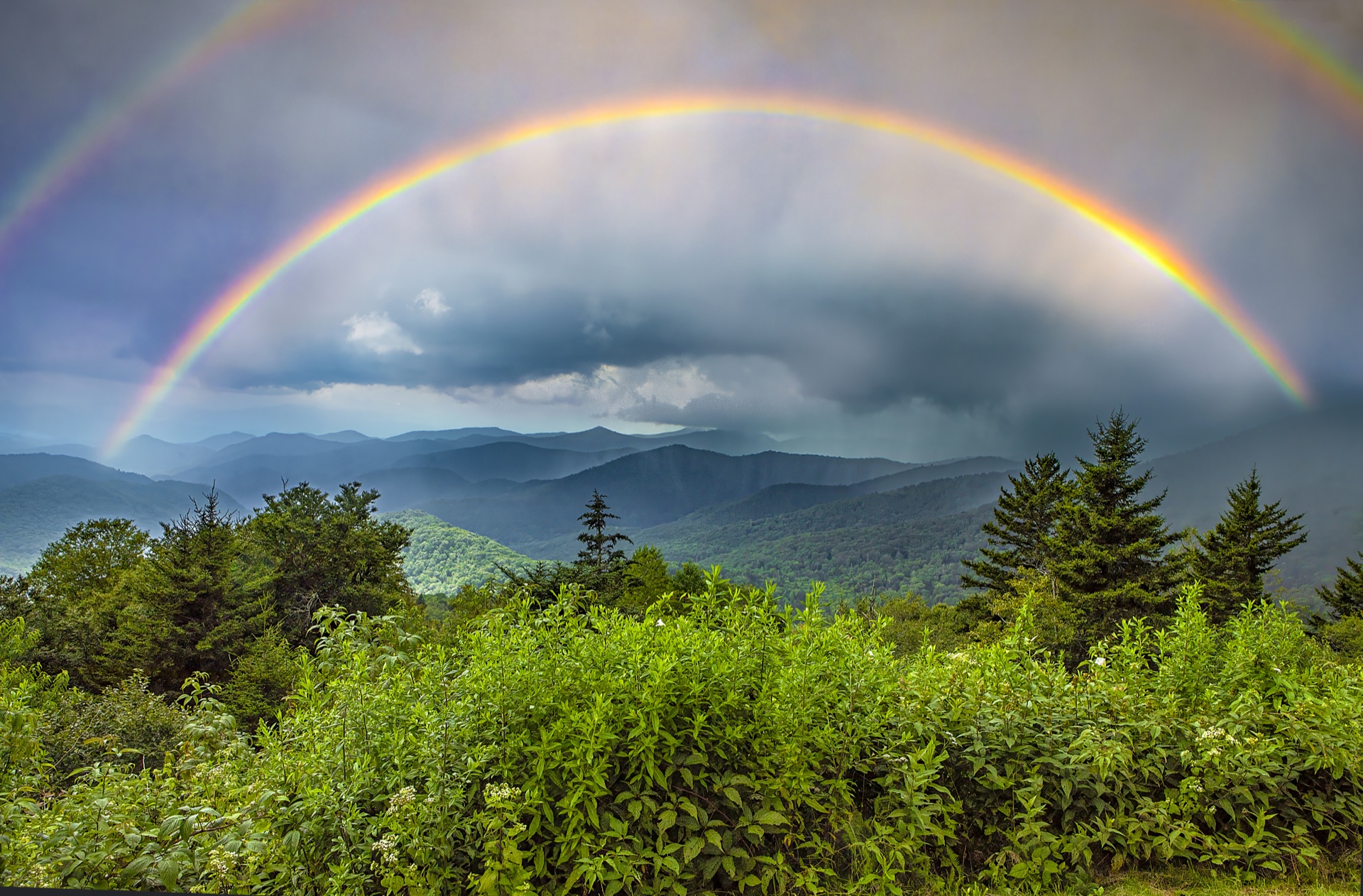 Double Rainbow Mountain Storm
